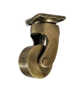 very small screw castor chair table wheel brass 5 cm high heavy castors 2 " - Picture 1 of 7