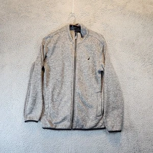 Nautica Jacket Youth Large 14-16 Gray Full Zip Fleece Pockets Polyester Logo - Picture 1 of 11