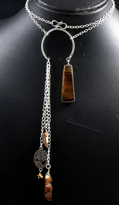 Outstanding Tiger Eye Blister Pearl Beaded Necklace 18" GW - Image 1 of 3