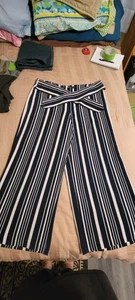 INC International concepts Wide-Legged Boho Style Pants Sz 18 Black&White Strip - Picture 1 of 9