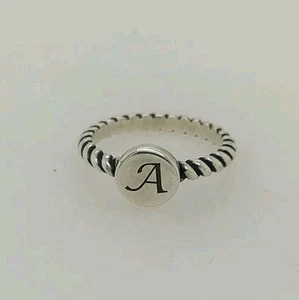 James Avery Sterling Silver Cable A Initial Letter A Ring Size 7 - Foto 1 di 4
