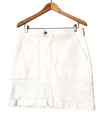 Banana Republic Womens 10 TALL Denim Skirt Utility Surplus Ecru Cream Canvas - Image 1 of 4