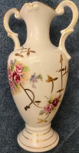 Jarrón Ardnet blanco floral flores borde dorado vintage 7491 flor 8 pulgadas - Imagen 1 de 22