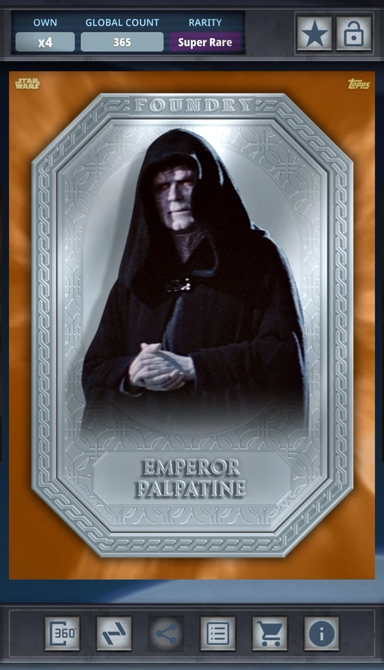 Emperor Palpatine - Base Platina Laranja SR 600cc Star Wars Card Trader Foundry - Imagem 1 de 1