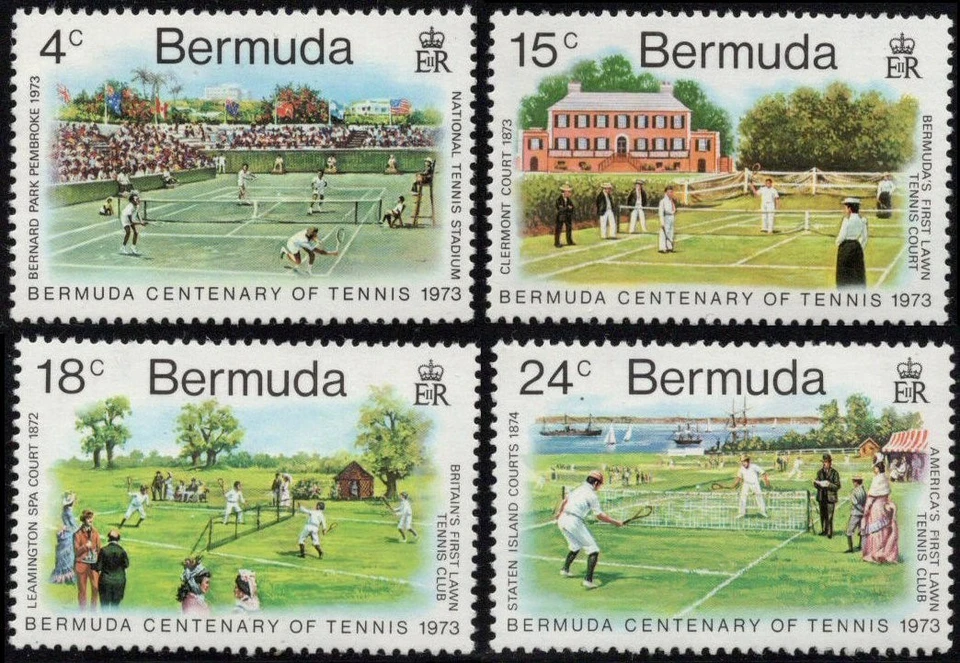 Estampillas Bermudas 1973 El 100 aniversario del tenis sobre césped Sc#304_07 MNH Foto 1 de 1