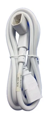Power Extension Cable Right Angle C13 IEC Male to Female C14 UPS Lead 3m White - Image 1 of 4