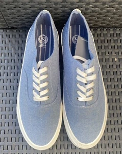 M&S PLIMSOLES CANVAS SHOES IN CHAMBRAY BLUE UK 11 BRAND NEW FRESHFEET TRAINERS - Picture 1 of 7