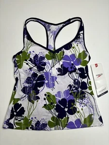 NWT Speedo Swimsuit Top Size 6 Purple/Green Floral - Picture 1 of 6