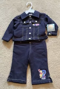 Disney Bambina Denim Giacca Pantaloni Set Abito Winnie The Pooh 12 M Nuova con etichette - Foto 1 di 7