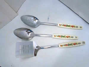 Vintage MCM Spice Of Life Handle Spoon Slotted Spoon Spatula EKCO. USA Lot Of 3 - Picture 1 of 7