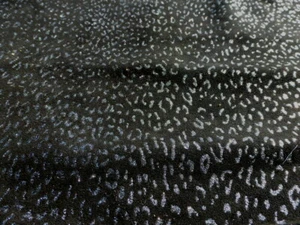 lambskin leather Suede Metallic Silver on Black Baby Leopard Print - Picture 1 of 6