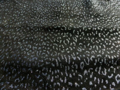 lambskin leather Suede Metallic Silver on Black Baby Leopard Print - Image 1 of 4
