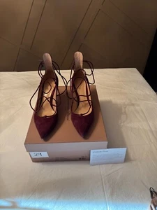 Gianvito Rossi Lexi Suede Lace-up Mid-heel Pumps In Royale | Size EU 38.5  - Picture 1 of 6