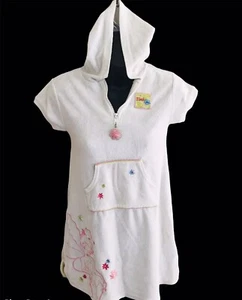 Disney Store Tinkerbell Swim Cover Up Dress Girls Medium M 7/8 White Hood Terry - Picture 1 of 7