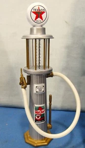 Texaco Sky Chief ~ Die Cast Gravity Gas Pump ~ 1920’s Texaco Star Logo ~ Silver - Picture 1 of 5