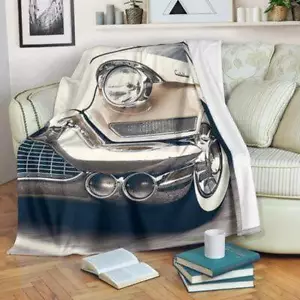 Cadillac Old Timer Blanket Throw Fleece Cozy Couch Sofa Plush Bedding Gift - Picture 1 of 6