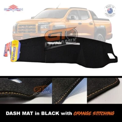 Black Dash Mat + Orange Stitch Mitsubishi Triton MV GLX GLS GLR 2024-2025 O1702 - image 1 of 4
