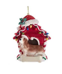 Basset Hound Christmas Dog House Ornament - Picture 1 of 1