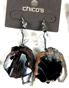 Chico's Ohrhänger braune Geode - Neu mit Etikett - Bild 1 von 7