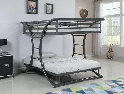 Coaster Stephan 460078 Heavy Metal Full Over Full Bunk Bed Gunmetal Gray