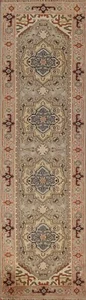 Gray Heriz Serapi 10 ft Runner Indian Plush Rug Hand-knotted 9' 11" x 2' 7" - Picture 1 of 12