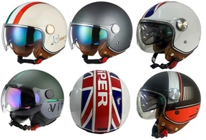 VIPER OPEN FACE RS-V19 SCOOTER MOTORCYCLE HELMET DUAL VISOR UNION ITALY TITANIUM - Picture 1 of 32