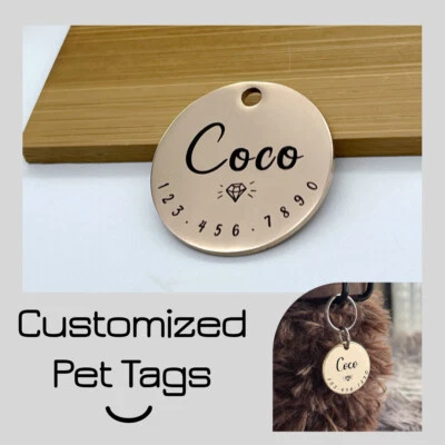 Pet Tags,Stainless Steel Charm,Personalized Engraved Dog Cat Name Tag,ID Tags - Image 1 of 4