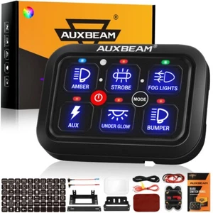 AUXBEAM 6 Gang Switch Panel LED On-Off Circuit Control Relay System ATV UTV Boat - Picture 1 of 8