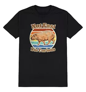 Capybara Not Fast Not Furious T-Shirt Mens Funny Capybara Rodent Cotton - Picture 1 of 3