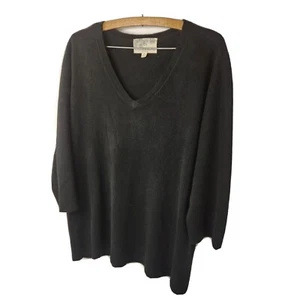 Debbie Morgan Women's 3X Black V-neck Sweater 11" Short Sleeve 100% Acrylic - Picture 1 of 10