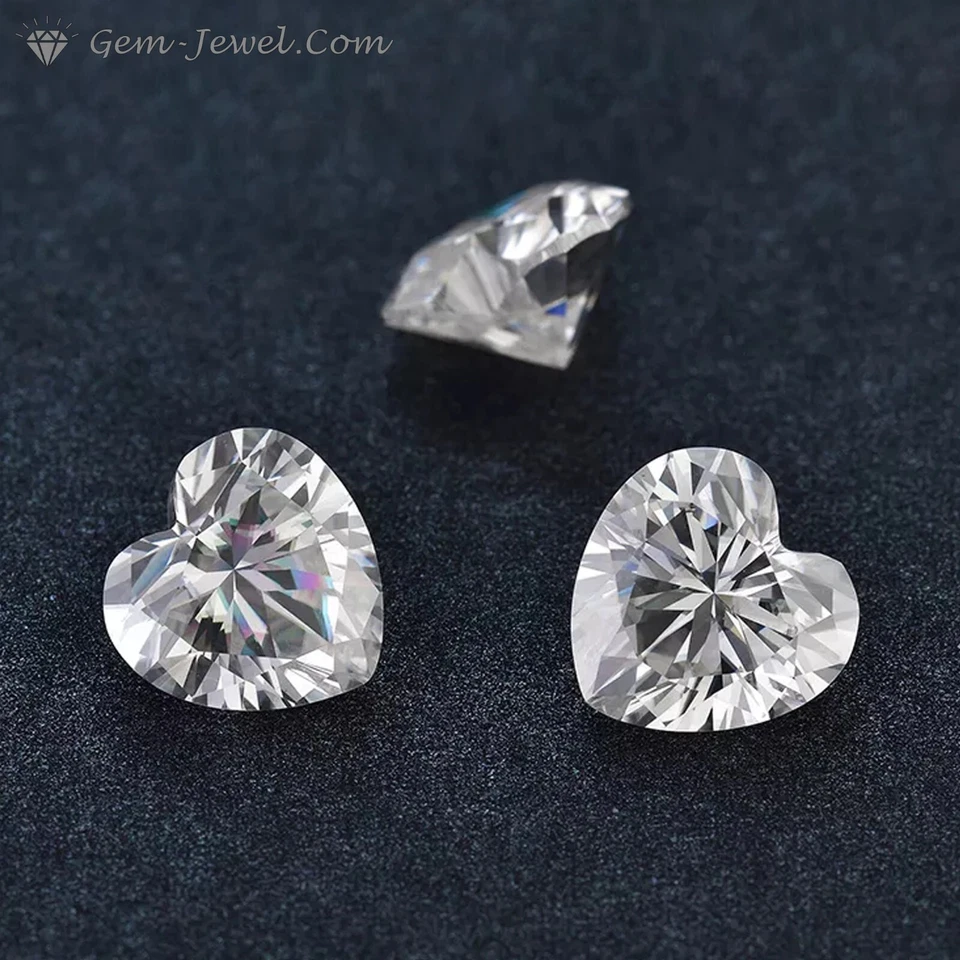 Precioso 10 X 10 MM 3,30 CT Completo Blanco Forma de Corazón Corte Suelto Moissanita 4 Anillos Foto 1 de 4