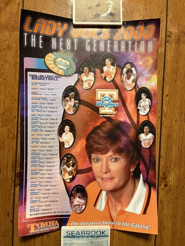 VINTAGE 99/00 University of Tennessee Lady Vols Poster/Basketball Schedule ~RARE Cover
