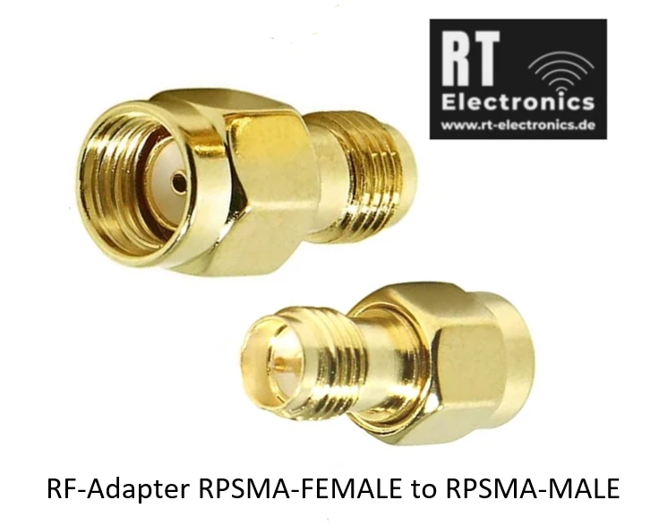 RT-ELECTRONICS RPSMA Female auf RPSMA Male Adapter. Koaxial Adapter für RF Kabel SMA