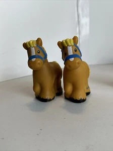 Little People marrón claro 2016 Mattel caballo pony figura de juguete conjunto de 2 - Imagen 1 de 11