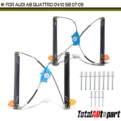 2x Power Window Regulator for Audi A8 Quattro 2004-2010 S8 07-09 Front LH & RH Foto 1 de 4