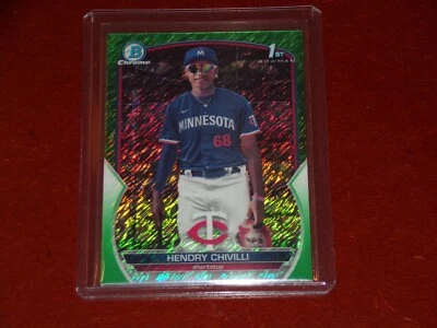 2023 Bowman Chrome Prospects Green Shimmer Refractors 95/99 Hendry Chivilli - Image 1 of 2