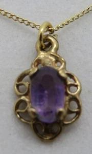 Colgante antiguo Art Deco vintage de oro macizo y amatista de 9 quilates - Imagen 1 de 10