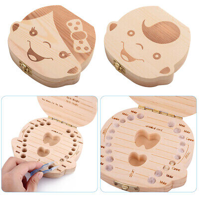 Baby Milk Teeth Keepsake Wooden Box Save Kids Children First Tooth Souvenir Gift • 5.99£