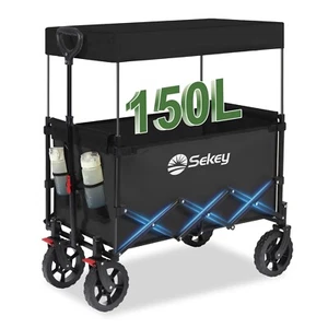 Sekey Bollerwagen mit Abnehmbare Dach Handwagen für Ausflug Strand Camping 150KG - Bild 1 von 8