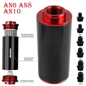 Billet Aluminium Auto Inline Kraftstoff Benzin Filter mit AN6 AN8 AN10 Adapter 100 Mikron - Bild 1 von 12