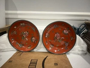 Vtg Porcelain Ware Pewter Encased Floral Ashtray Bowl Trinket Dish ACF Hong Kong - Picture 1 of 7