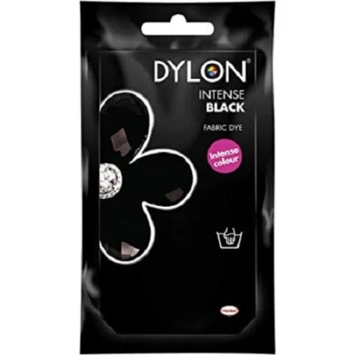 Dylon Intense Black Hand Fabric Dye Sachet Permanent Textile Clothes 50g - Image 1 of 2