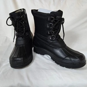 Polo Ralph Lauren Men Black Crestwick Nylon Rubber Lace Up Winter Duck Boots 12D - Picture 1 of 14