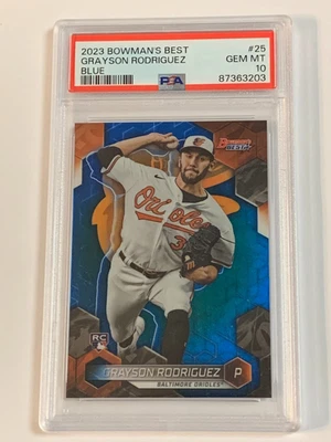 2023 Bowman's Best Blue Refractor #25 Grayson Rodriguez RC /150 - PSA 10, Gem MT - Image 1 of 3