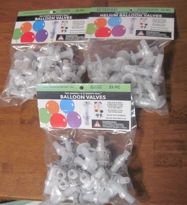 3 Bags -Creative Balloons Balloon Valves w Big Barrel E-Z Saftey Seal 25 Each - Picture 1 of 5