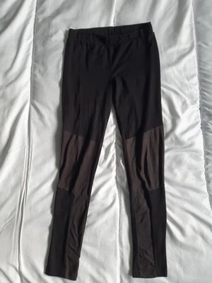 H&M Ladies Black Leggings With Suede Knees Size 12 - Image 1 of 4
