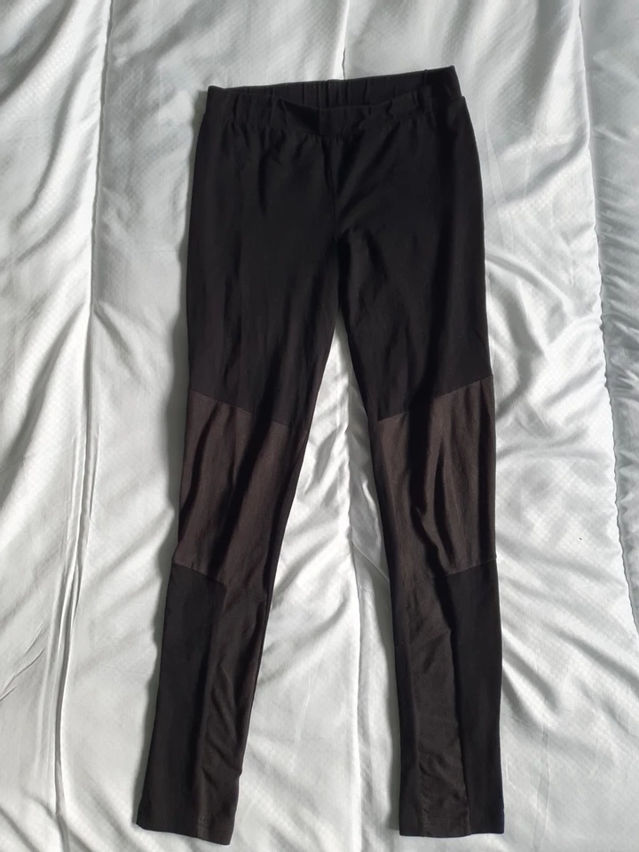 H&M Ladies Black Leggings With Suede Knees Size 12 - Image 1 of 4