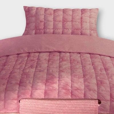 NEWLIFE ONLINE Pink Tie-Dye Quilted Single Duvet Cover Set - With One Pillowcase