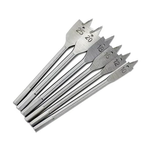 Flat Wood Drill Bit Set 6pc 10-25mm Durable Wood Hole Saw Spade Bits With Holder - Picture 1 of 24