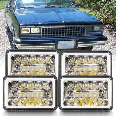 4PCS 4x6" LED Headlights Hi/Lo For Chevrolet Monte Carlo SS 1980-1988 El Camino Foto 1 de 4